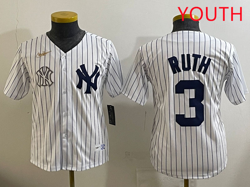 Youth New York Yankees #3 Ruth White 2025 Nike MLB jersey style 24->youth mlb jersey->Youth Jersey